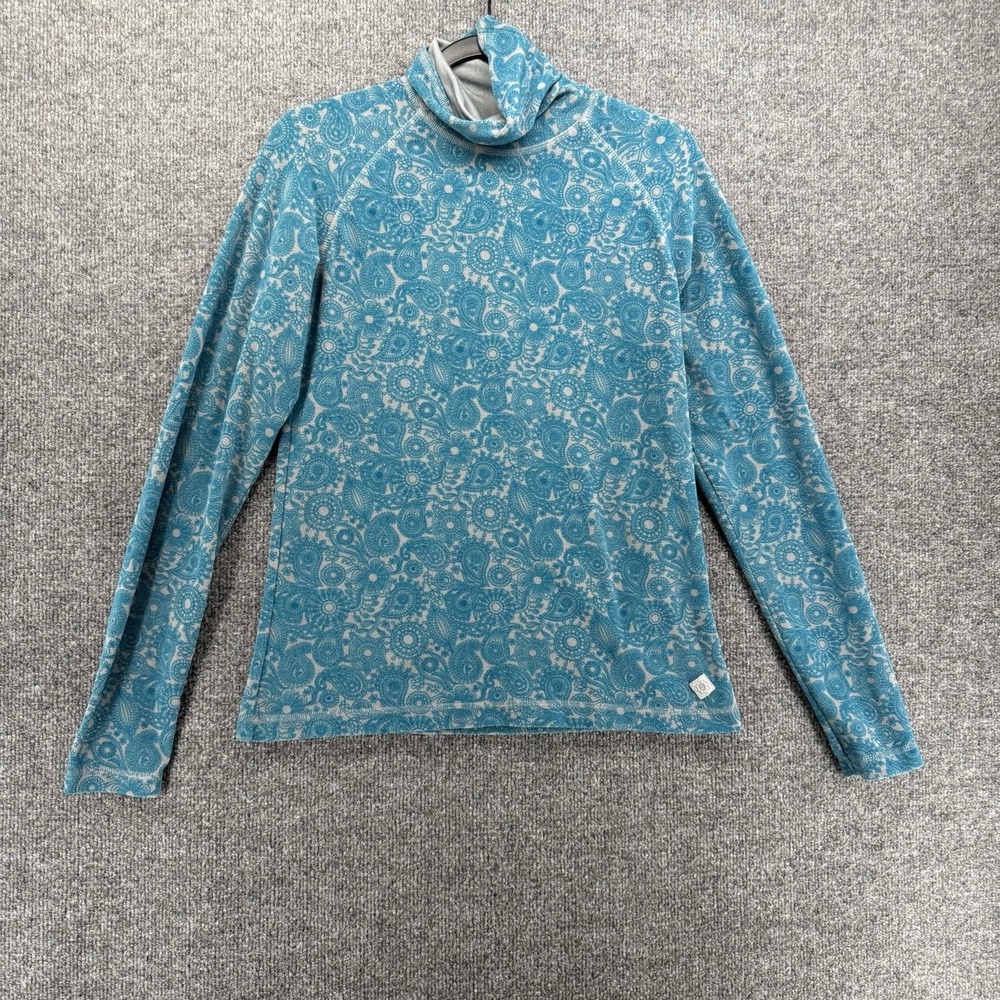 Sahalie Pullover Sweater Womens M Tutleneck Butter Fleece Floral Outdoor Casual